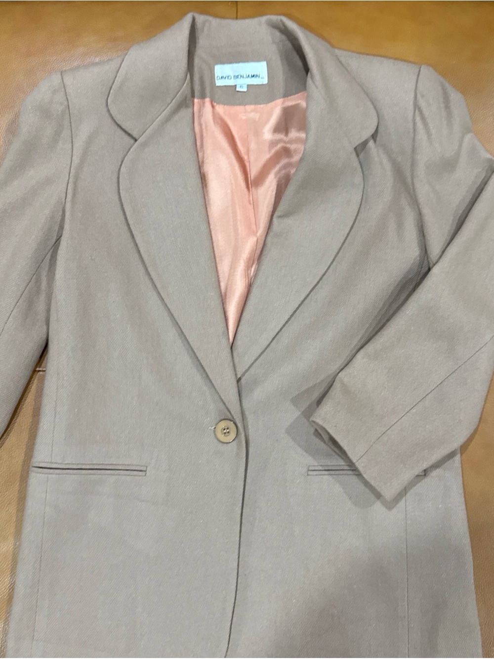 David Benjamin Taupe Women's Single-Button Blazer